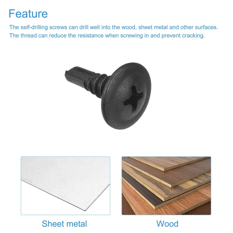sourcing map Phillips Head Self Tapping Screws, #8 x 1/2"