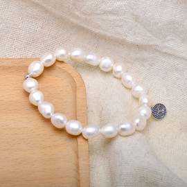 925 Sterling Silver Tree of Life Charm Bracelet Freshwater Cultured Pearls Bracelet 7.5 Inches