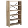 vidaXL Brown 5-Tier Bookcase- Solid Acacia Wood with Brushed Finish-