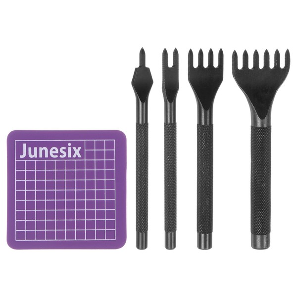 sourcing map 4pcs Leather Prong Punch 5mm 1/2/4/6 Prong Diamond