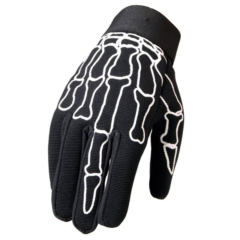 Hot Leathers Skeleton Finger Mechanic Gloves (Black, Small)