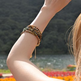 Farfume Bracelet Women's Gemstone Beads Bracelets, Chakra 4 mm Crystal Natural Real Stones Jewellery Gifts for Women, Stone