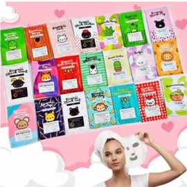 Paquete de 15 mascarillas coreanas faciales gran variedad rejuvenecedoras con mltiples beneficios para tu piel  REGALO 1 mascarilla de labios         