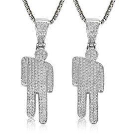 MOPZIJA 2PCS Hip-Hop-Halskette, Edelstahl-Anhänger-Halskette, Modische Einfache Halskette, Kreative Anhänger-Halskette, Bekleidungszubehör