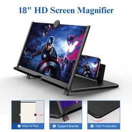 18" Screen Magnifier for Cell Phone -Fanlory 3D HD Magnifying Projector Screen Enlarger for Movies, Videos and Gaming – Foldable Phone Stand with Screen Amplifier–Compatible with All Smartphones