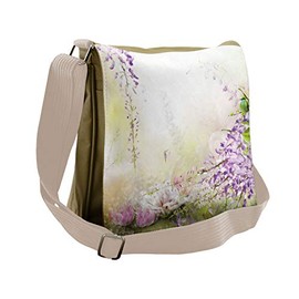 Lunarable Lavender Messenger Bag, Floral Composition Spring, Unisex Cross-body