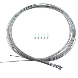 RLECS 5PCS 2m Long Silver Derailleur Cable Stainless Steel Rear Derailleur Cable Bicycle Replaceable Cable with Core Cap for Regular Bike Mountain Bike City Bike