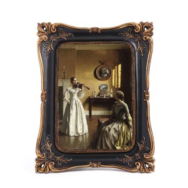 SIKOO 5x7 Vintage Picture Frames Antique Picture Frames Tabletop and Wall Mount Ornate Picture Frames Victorian Decor, Black and Gold
