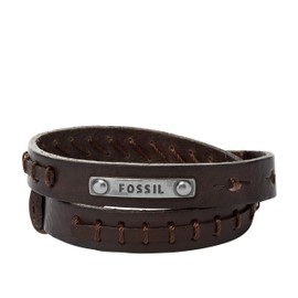 Fossil Men's Leather Bracelet, Color: Brown (Model: JF87354040)
