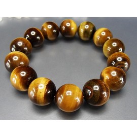 [Stone Street] Tiger Eye Large Bead Around 0.6 inch (16 mm) Round and Rear Prayer Beads Bracelet, Popular Natural Stone Tiger Eye Stone Men's LL+ Size, tiger eye, tiger-eye