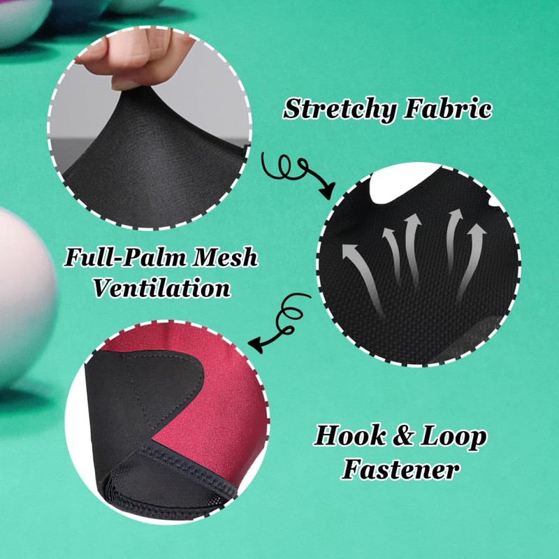 BDKMMS Left/Right Hand Billiard Glove, Non-Slip Pool Glove Breathable &