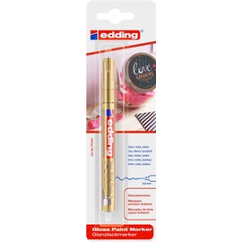 edding edding 780 Glanzlackmarker - gold - Packung mit 1 Lackmarker - extra-feine Rundspitze 0,8 mm - Lackstift für Glas, Stein, Holz, Kunststoff und Papier - wasserfest, stark deckend, sehr dünn
