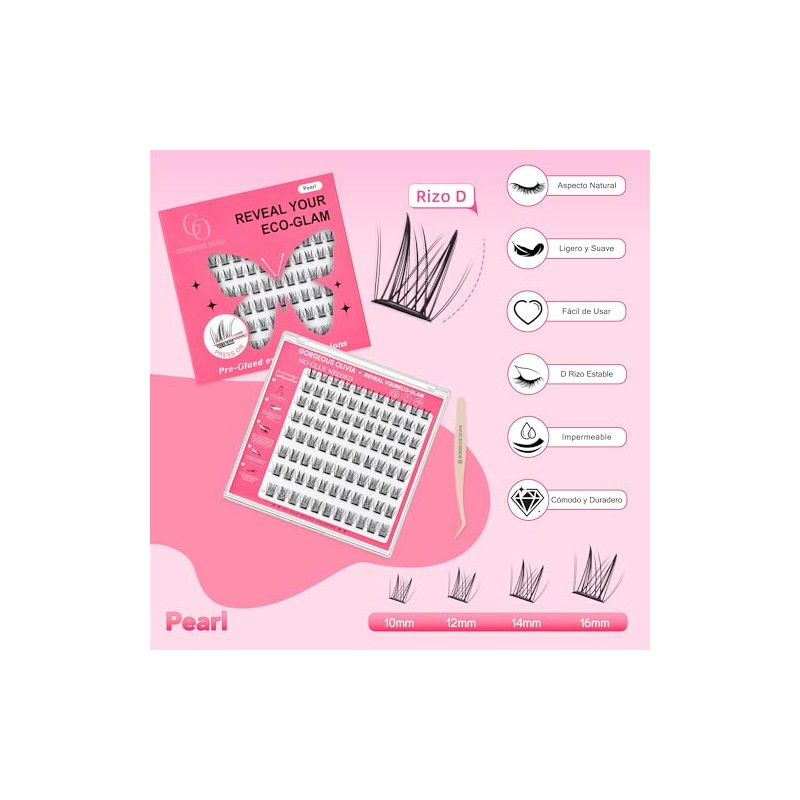 GORGEOUS OLIVIA Set de Pinzas Para Pestañas Postizas Autoadhesivas,Las Pestañas