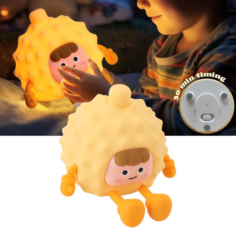 Toddlers Night Lights USB Rechargeable Warm Light Timer Cute Durian