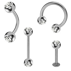 eeddoo Silver Crystal Screw Ball 13 Colours 6 Sizes Stainless Steel 1.2 mm / 1.6 mm Attachment / Replacement Ball with Screw Thread Horseshoe Labrets Barbells Belly Button, Thread: 1.2 mm | CC - Crystal Clear