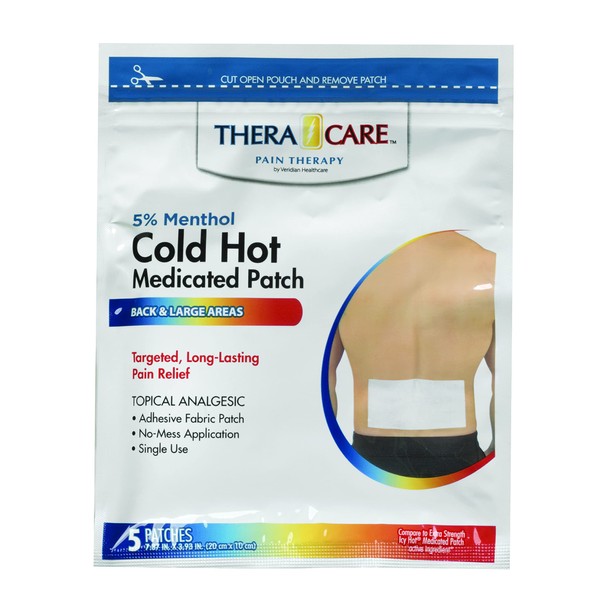 Veridian Healthcare Theracare Cold Hot Medicated Patch, White, 5 Count