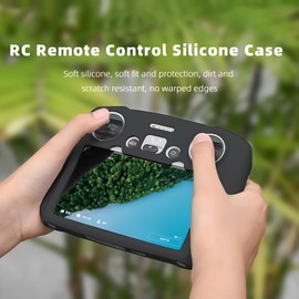 ZWLLKJGS DJI RC Silicone Protective Cover+HD Screen Tempered Glass for DJI Mini 3/Mini 3 pro/Air 2s/Mavic 3 DJI RC Controller Protective Case(Black)