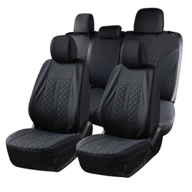 Truckiipa Tacoma Leather Car Seat Covers Full Set Truck Seat Covers Cushion Fit for 2016-2023 Toyota Tacoma Double Crew Cab, Full Set, Black