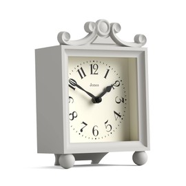 Jones Clocks® Parlour mantel clock | Classic carriage clock | Pale grey | Elegant square decorative case, perfect for mantel, shelf, table or bedside