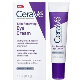 CeraVe Skin Renewing Eye Cream For Wrinkles, Under Eye Cream With Peptides + Caffeine + Niacinamide, For Wrinkles & Crows Feet, Paraben Free & Opthalm