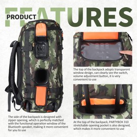 Speaker Bag Rugged Speaker Bag Carry Case Compatible with JBL Party Box Series, Portable Speaker Carry Tote Bag Backpack (for JBL Partybox 310 Camouflage)
