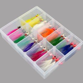 Crappie Jigs Fishing Lure 34pcs 1/32oz for Panfish Jig Sunfish Bluegill Bass Zander Crappie Pliers Fishing Marabou Feather Jig Micro Jig Head Hook