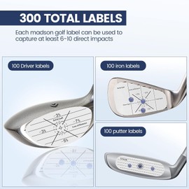 ToVii Golf Impact Tape Set, Self-Teaching Sweet Spot and Shot Consistency Analysis, Club Impact Stickers for Woods Irons and Putters, Useful Training Aid Improve Swing Accuracy 3-in-1 300pcs