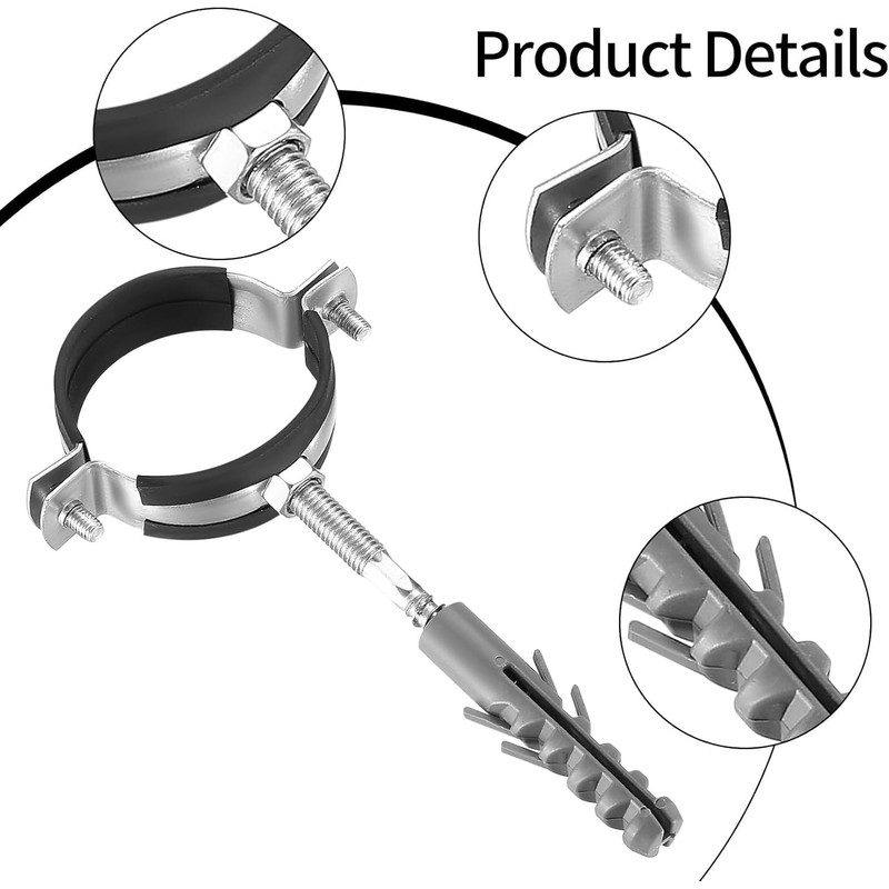 Pack of 12 Pipe Clamps 50 mm: 4 Screw Pipe