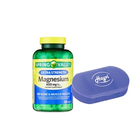 Magnesium 400 MG, Extra Strength, Magnesium Oxide 400MG, Tablets Dietary Supplement, 250 Count + Portable Pill Container (2 Items)