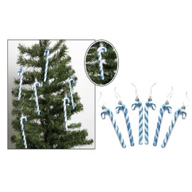 Pack of 6-13CM Glitter Candy Cane –Christmas Tree Hanging Decoration Bauble Xmas Ornament (Turquoise)