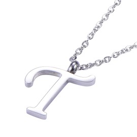 Morella Ladies' Necklace with Letter Pendant, Stainless Steel Silver in Gift Bag, Stainless Steel