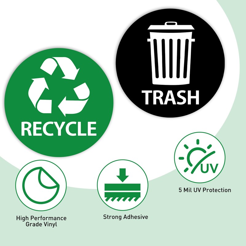 Bueake Pack of 16 Recycle Sticker for Trash Bins self