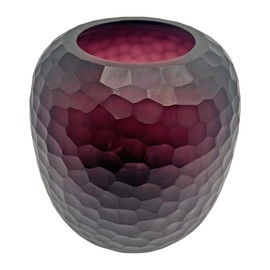 Bergamo Art 10" Decorative Handmade Glass Purple Patterned Oval Vase