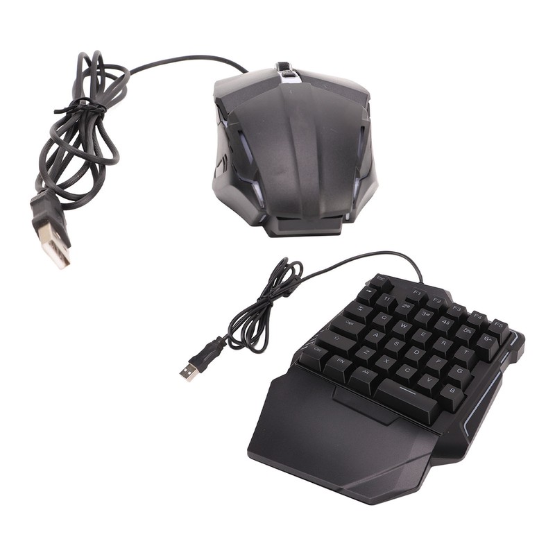 One Handed Keyboard Mouse Set Wired 35 Keys RGB Backlight