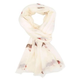 GFM® Robin Birds Print Scarf - Spring Summer - Cream - (FLD-PSCF-RN-A005-DDH)