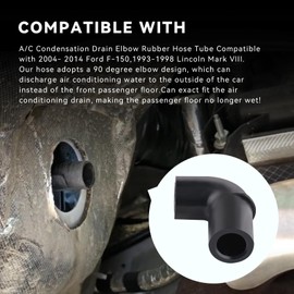 Ciuouient 4M2Z6A614AA A/C Condensation Drain Elbow Rubber Hose Tube Compatible with 2004-2014 Ford F-150,1993-1998 Lincoln Mark VIII(Replace# 4M2Z-6A614-AA,F3LE6A614AC, F3LE 6A614-AA,F3LY6A614A)