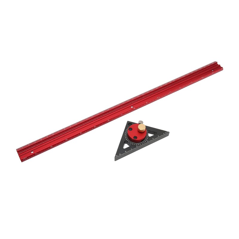 400mm Woodworking Hole Scribing Ruler Aluminum Alloy 360° Rotating Line