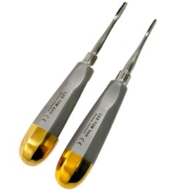 Set of 2 Tooth Elevator Upper and Lower Dental Proximator Elevator Straight 3mm and 4mm Dental Instruments - German Stainless Steel