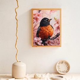 MOER SKY Diamond Painting Kits for Adults The Bird Surrounded by Blossoms Robin 5D DIY Diamond Art Kits Full Drill Diamond for Gift Wall Decor and Relaxation Gem Arts 12x16 inch