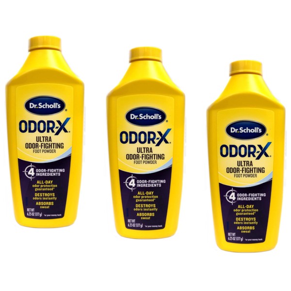 Dr. Scholl's Odor-X Odor Fighting Foot Powder 6.25 oz (Pack of 3)