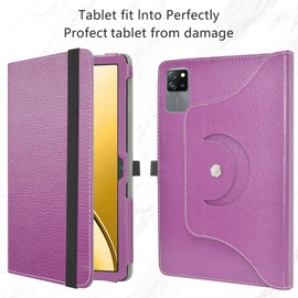 MAMA MOUTH Compatible with Blackview Tab 60 WiFi Case, 360 Degree Rotating Premium PU Leather Sleeve Cover for 10.1 Inch Tablet, Purple