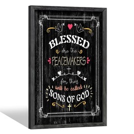 Bible Verses Art Wall Decor: Christian Scripture Wood Framed Print Farmhouse Country Religious Inspirational Quote Artwork Rustic Bless Signs Picture for Home Living Room Bedroom