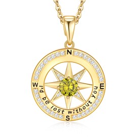 Meeshi Gold Necklaces for Women Jewelry Valentines Day Gifts Anniversary Birthday Gifts for Women Necklace Mother's Day Christmas Gift for Her Wife (Gold-Aug-Peridot)