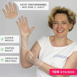 Arnomed Vinyl Disposable Gloves, Small, Pack of 100, Powder-Free, in Sizes S / M / L / XL