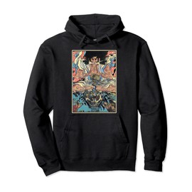 Kidomaru Japanese Monster Movie Retro Ukiyoe Mothra Graphic Pullover Hoodie