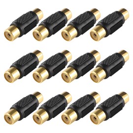KUOQIY 12 PCS RCA Female to Female Coupler, RCA Phono Coupler Adapter, for Speakers, Phono, Amlifier, Gold Plated - Black