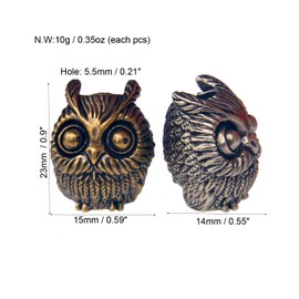 Knife Lanyard Beads, Necklace Pendant Beads, Charms Beads, Knife Pendant Beads, Paracord Beads, Cutee Owl Solid Brass Parachute Cord EDC Bead DIY Accessories(Pack of 2) w/Pin (1 copper and 1 white)