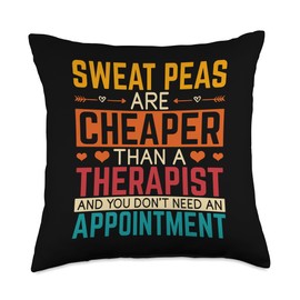 Sweet Pea Flower Lover Seeds Plants Live Sweet Pea Owner Throw Pillow