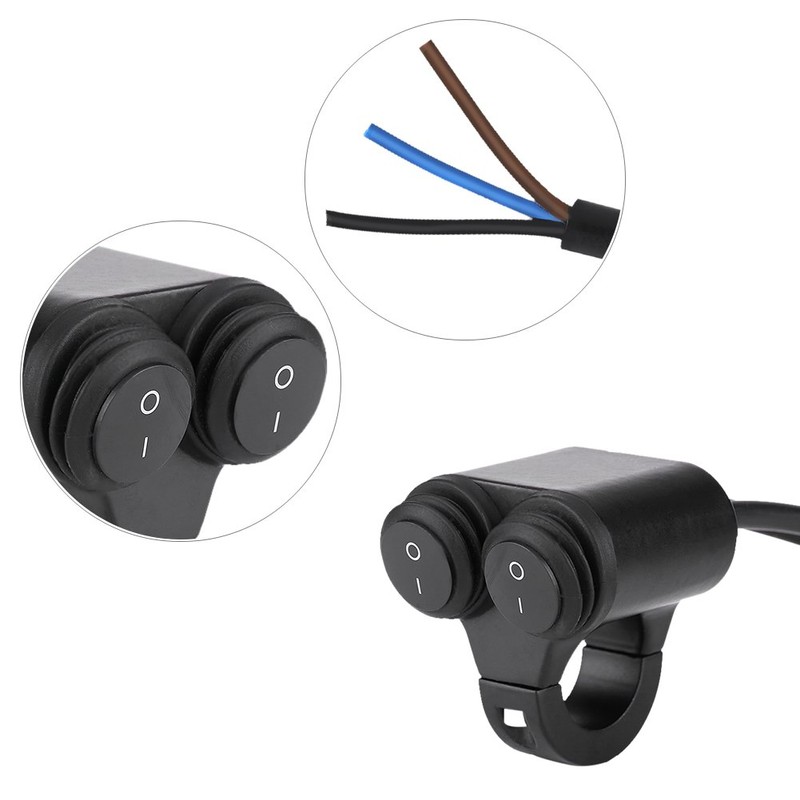 Qiilu 22mm Universal Motorcycle Handlebar Switch Brake Light Fog Lights