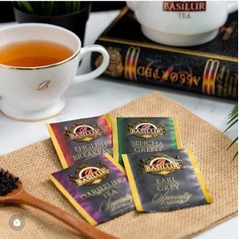 BASILUR (Gift) Tea Bashilla Tea Specialty Classic Assorted Book, 4 Types (English Breakfast, Darjeeling, Sencha, Earl Gray), 32 Bags, Mother's Day Gift